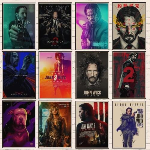 American Thriller Crime Movie John Wick Retro Style Kraft Paper Poster Family Wall Art Decor Painting Wall Sticker Room Decor
