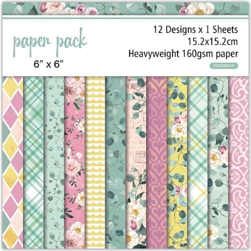 ZFPARTY 12 Sheets Flowers Scrapbooking Pads Paper Origami Art Background Paper Card Making DIY Scrapbook Paper Craft