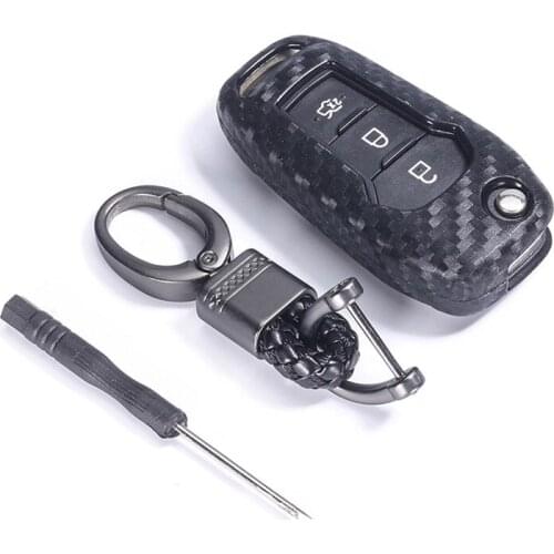 Carbon Silicone Remote 3 4 Carbon Fiber Cover Shell Car Styling Accessories Key Case For Ford Focus Mondeo Explorer Mustang
