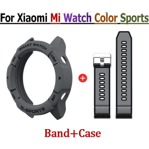 For Xiaomi Mi Watch Color Sports Bracelet Band Silicone Strap + Frame Protective case For Mi watch color Sport Watch Cover Wrist