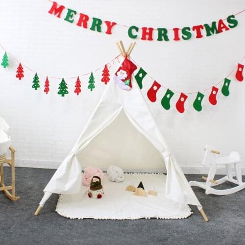 Kids Play Tent Cotton Canvas Indian Teepee Children Play House Baby Room Christmas Decoration Tipi Toys For Children Xmas Gift