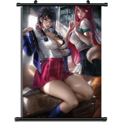 For Overwatch Dva Academy Anime Wall Scroll Poster Home Decor Cosplay Uncensored