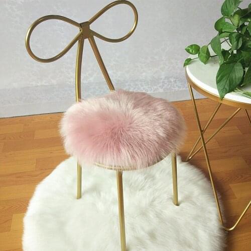 Household Imitation Wool Thick Plush Dressing Stool Round Hair Mat Winter Bedroom Ins Cushion Butterfly Chair Cushion F8217