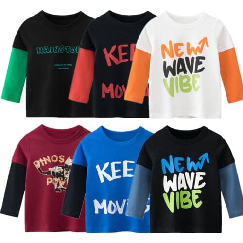 Boys Cartoon Long Sleeve T Shirts Kids Tops Children Autumn Sweatshirts 2 3 4 6 7 8 Years Boy Girl Solid Cotton T-shirt Clothes