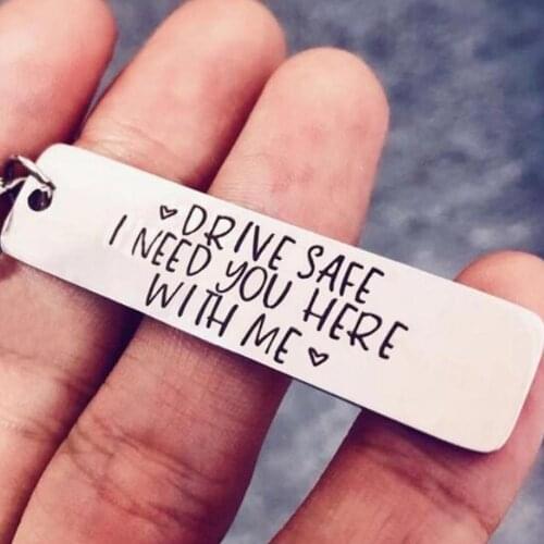 New fashion white rings for keys simple lettering DRIVE SAFE I NEED YOU HERE WITH ME stainless steel family gift trinket