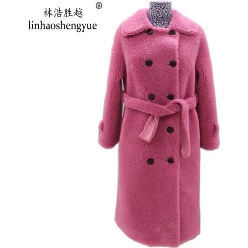 Linhaoshengyue 2020 Spring New Fashion Women Blends Wool100cm Coat Spring Autumn Winter Fashion Freeshipping