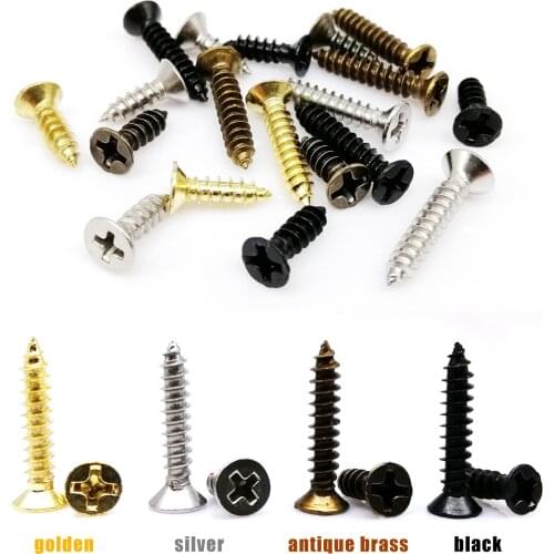 200pcs Mini Phillips Flat Countersunk Head Self Tapping Screw Antique brass Golden Silvery Black 2x6 2x8 2.5x8 3x8mm