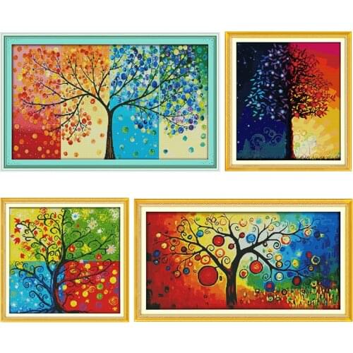 Joy Sunday Stamped Embroidery Cross Stitch Kit Money Tree Printed 11CT 14CT Counted Craft Needlework DIY Handmade Decoration Set