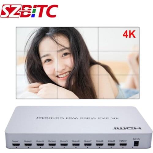 SZBITC 4K 3x3 Video Wall Controller Video Multi-splicing Mode 2x4 2x3 1x4 1x6 3x4 4x4 Loop Out Splicing for LCD Screen