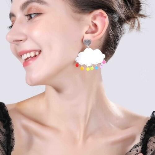 Quirky novelty diy earings Japanese and Japanese popular logo candy glitter clouds colorful raindrop drop earrings gift