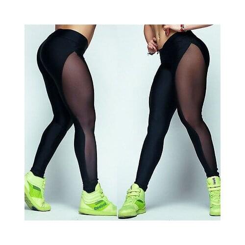 2020 Fashion New Women Pants Slim Mesh Long Pants Stretch Fitness Trousers Dance Pants Hollow out HIGH Waist pants