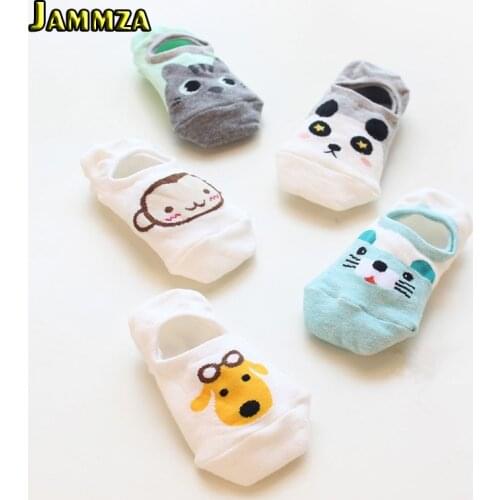 New Cartoon Animal Cute Socks for Women Anti-friction Heel Summer Cotton Japan Style Student Invisible Slippers Fashion for Gift