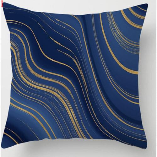 New Modern Nordic Marble Blue Cushion Cover Geometric Floral Decorative Pillows Case Livingroom 45X45CM Sofa Throw Pillow Covers