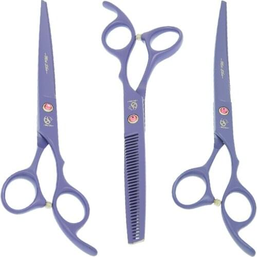 7" Professional Pet Grooming Scissors Japan Steel Dog Cutting Thinning Shears Curved Animals Hair Tesouras Trimmers Tools B0038A