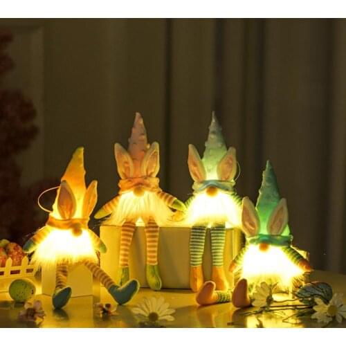 Faceless Easter Doll Decorations Present Doll Plush Decorations Toys Gift Glowing Cute Rabbit Ears Easter Bunny Gnome Ornaments