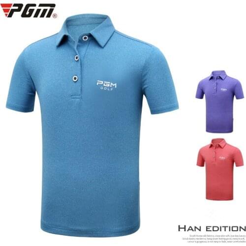 Pgm Boys Golf Apparel Children Breathable Golf Sportswear Boy Short-Sleeved T-Shirt Outdoor Kids Quick-Drying Golf Clothes D0362