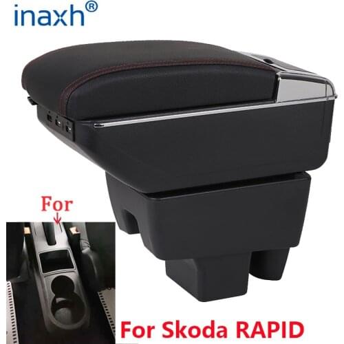 For Skoda RAPID Armrest Retrofit For Volkswagen Polo 2020 Car Armrest box Center Storage box car accessories Interior USB
