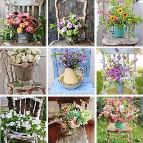 Full Square/Round Drill 5D DIY Diamond Painting Flower Chair Diamond Embroidery Cross Stitch Floral 3D Decor