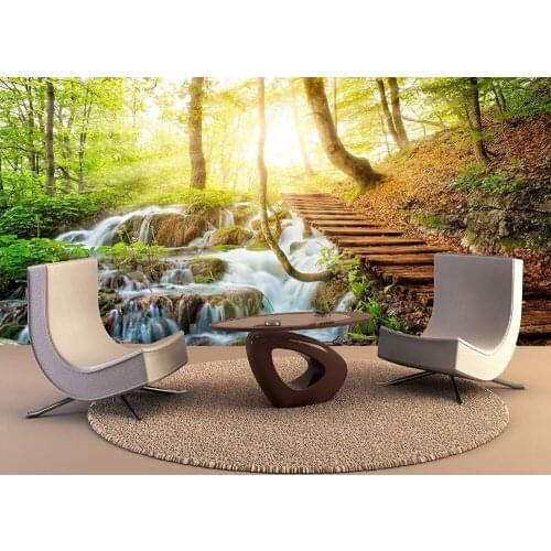 Custom Wallpaper Murals Mountain Bridge Self Adhesive Vinyl Wall Sticker Wall Paper Art Wall Painting Living Room