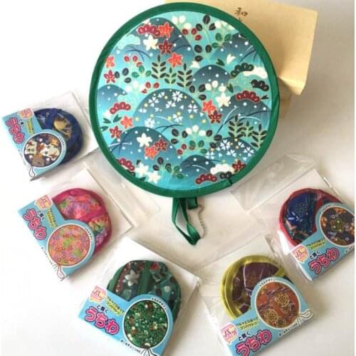 10pcs Japanese Style Portable Folding Hand Fan Flying Disk Cool Summer Colorful Mini Nylon Circular Fan for Party Best Gift