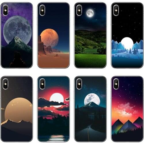 Moon Night Mountain Landscape Transparent Phone Case For iPhone 12 11 Pro Max Mini XS Max XR X 8 7 Plus 6 6S Plus 5 5S SE 2020
