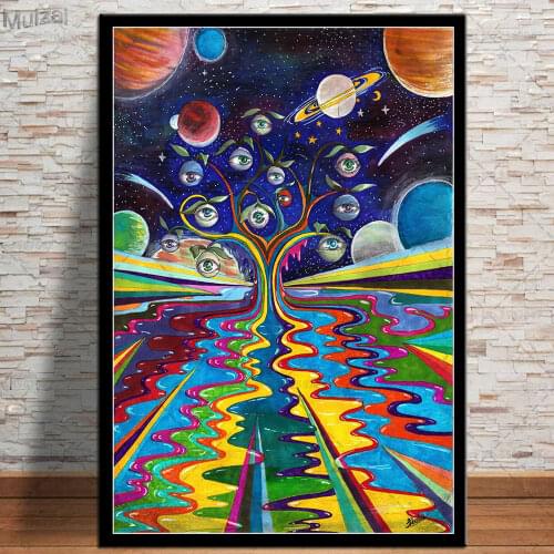 Psychedelic Poster Trippy Abstract Acid Lsd Acrylic Posters and Prints Canvas Painting Wall Art Picture Living Room Home Decor