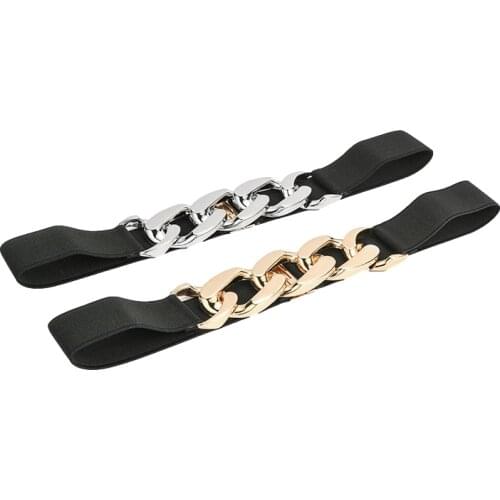 Luxury Gold Chain Belts For Women Elastic Metal Buckle Belts High Quality Elastic Decorative Womens Belt Female Waistband