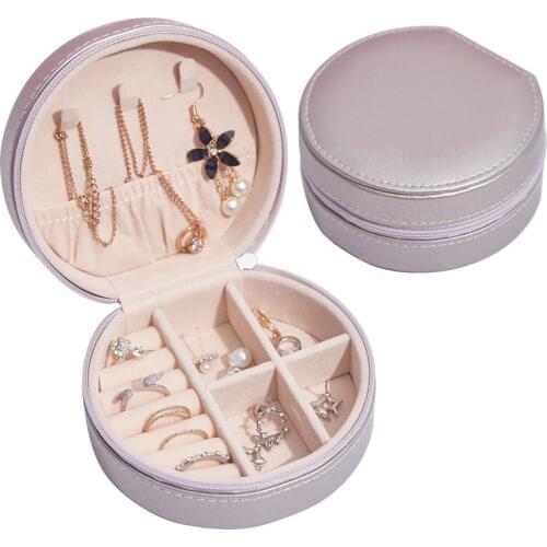 Luxury Small Round Jewelry Box Organizer Necklaces Earrings Rings Display Holder Travel Storage Case Gift For Girls Sale