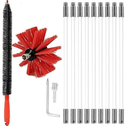 Chimney Brush-Electrical Drill Drive Sweeping Cleaning Tool Kitchen With Reinforced Nylon Flexible Rods For Chimney