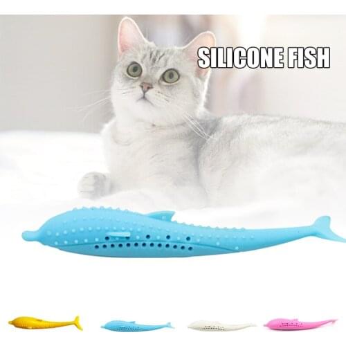 Cat Silicone Dolphin-Shape Molar Toys Smart Interaction Mint Pet Toys Grinding Teeth Leaking Food Chew Toys Hot