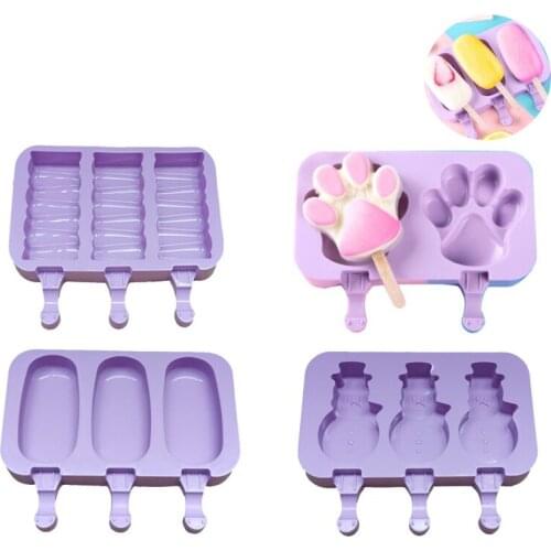 Cute DIY Ice Cream Mold Fozen Ice Cube Molds Popsicle Maker Homemade Freezer Ice Lolly Mould with Sticks Ice Cream Bar Molds