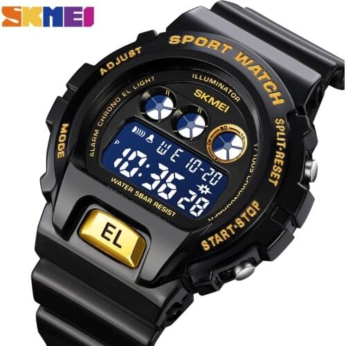 SKMEI 5Bar Waterproof Mens Wristwatch Japan Digital movement Men Sport Watches LED Light Stopwatch Watch reloj hombre 1813 Clock