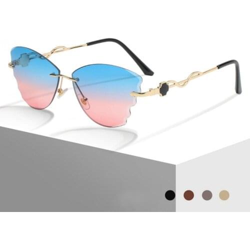 Butterfly Sunglasses Designer Fashion Women Metal Sun Glasses Luxury UV400 Shades Eyewear Oculos De Sol 2021
