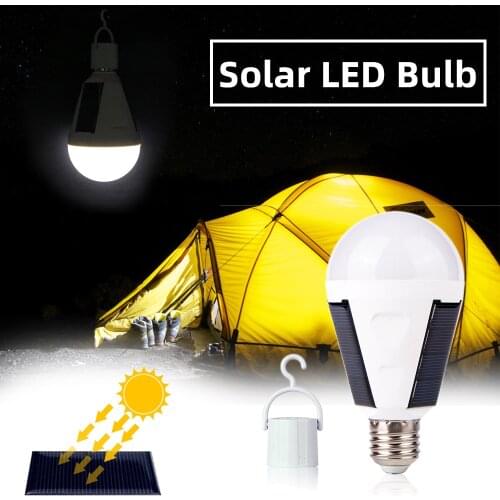 Solar LED Light Outdoor Waterproof Camping Light E27 LED Bulb 7W 12W Rechargeable Emergency Lamp Solar Bulb IP65 Portable Lamp