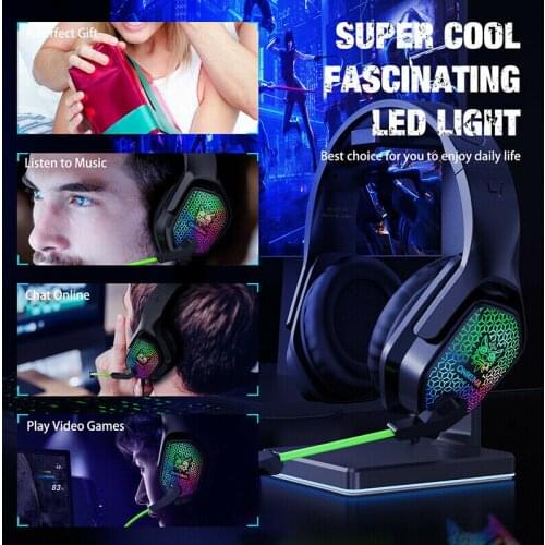 Super Cool Wired Gaming Headset LED Light Noise Cancelling Mic For PC Computer