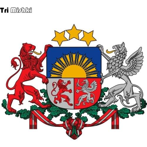 Tri Mishki WCS235# 17.5x14cm Coat of arms of latvia car sticker funny colorful car stickers auto automobile decals