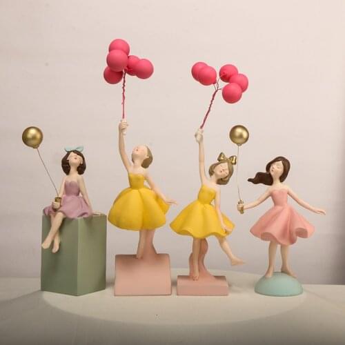 Nordic Resin Balloon Girl Sculpture Ornament Living Room Desktop Character Model Crafts Home Decoration Accessories Wedding Gift