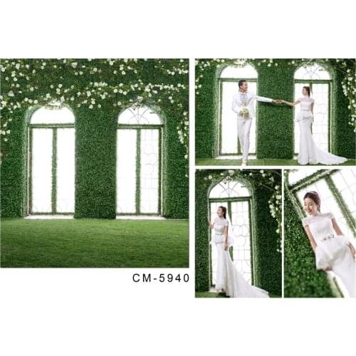 Green Flowers Vintage Wedding Photography Backdrops 5*6.5FT Photo Background Wedding Studio Bright Windows Backgrounds Custom