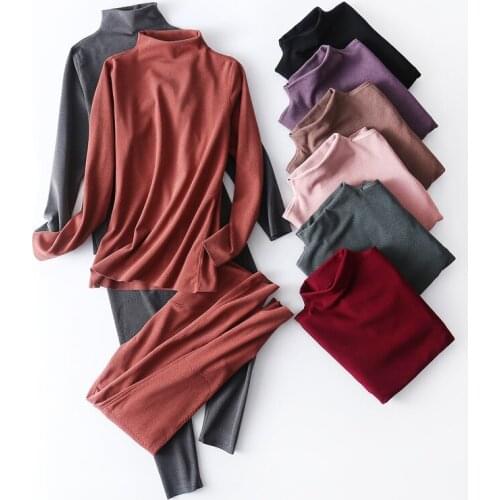 Winter double-faced fleece women keep warm and fever German fleece high-neck high-waist seamless leggings bottoming shirt plus f