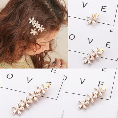 Pearls Hair Clips for Women Fashion Sweet Hairpins Alloy Duckbill Hairgrip Girls Hair Accessories Headwear