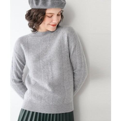 LHZSYY Knit Cashmere Jumper Autumn/Winter Sweater 2020New Style Crew-Neck Pullover Fashion Long Sleeve 100%Pure Wool Base Top
