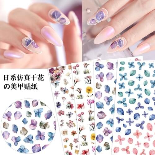 HNUIX 1 sheet Colorful Flower Nail Art Stickers Gradient Flower Sticker Decals Decorations Manicure Tips Tools