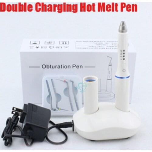 1sets Dental Double Charging Hot Melt Filling System Cordless Teether Percha Obturation System Endo Heater with 4 tips