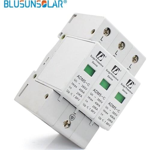 1 PCS 3P 20KA~40KA 385V AC Surge Protector Protective Device Low-voltage Arrester used to Din Rail