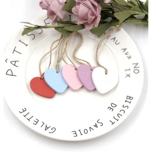 10pcs 4cm Wooden Craft Hearts Pendants Ornaments Wedding Decoration Wedding Vintage Wedding/Birthday Bridal Shower Party Decor