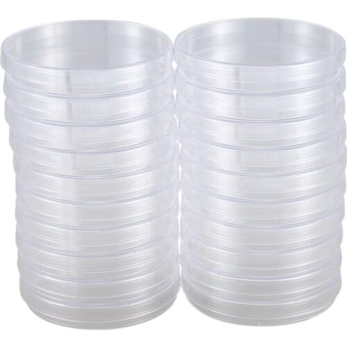 20 Pack Sterile Plastic Petri Dishes, 100mm Dia x 15mm Deep, with Lid
