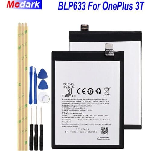 3400mAh BLP633 For OnePlus 1+3T A3003 A3010 Battery Accumulator AKKU ACCU PIL Mobile Phone Replacement Batteria with Tools Set