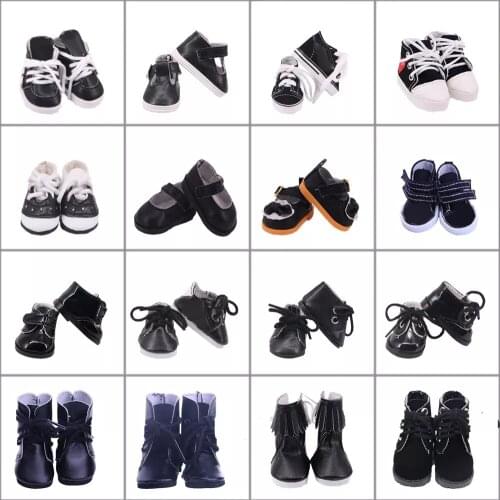 5Cm Doll Shoes Black Lace Up/Leisure Canvas Fit 14.5Inch Paola Renio Doll Gift&Korea Plush EXO,1/6Blyth Doll Clothes,Accessories
