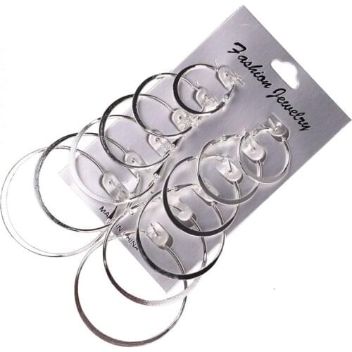 6pairs Big Circle Hoop Earrings For Women Oversize Round Earrings Set Nightclub Party Jewelry Gifts