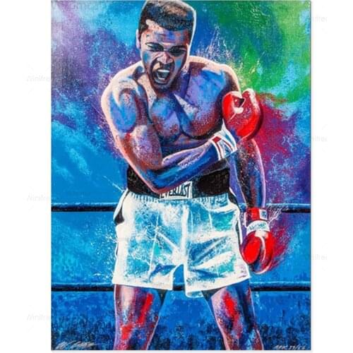 Full Drill 5D Diamond Painting Muhammad Ali Figure Diamond Embroidery Boxing Sports Cross Stitch Mosaic Boys Gift Room Decor
